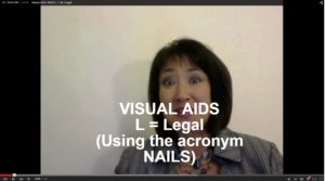 Visual Aids, L = Legal
